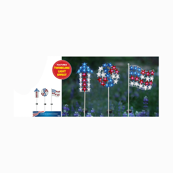 Solar TwinklePatriotic Stake Ast