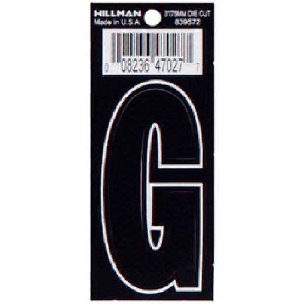 HILLMAN 839572 Letter, Character: G, 3 in H Character, Black/White