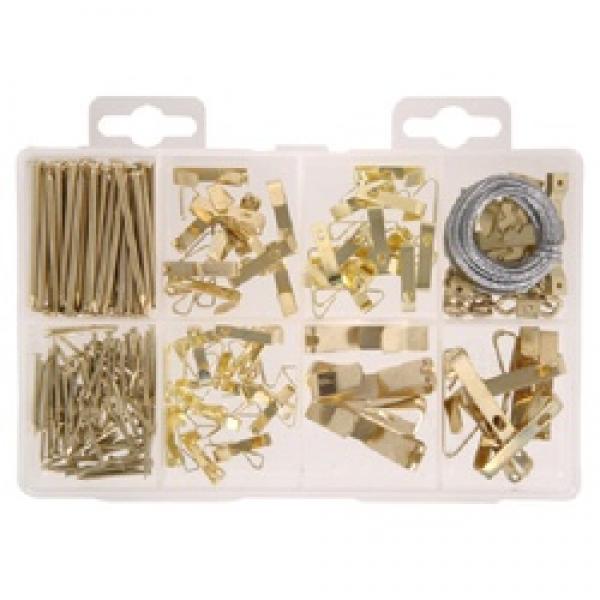 HILLMAN 130251 Picture and Wall Hanging Kit, Steel, Brass, 206-Piece