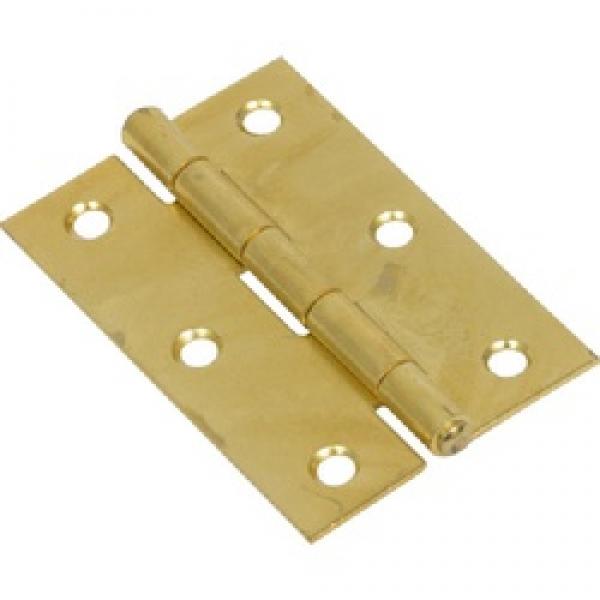 Hardware Essentials 851734 Door Hinge, Brass, Fixed Pin, Screw Mounting, 80