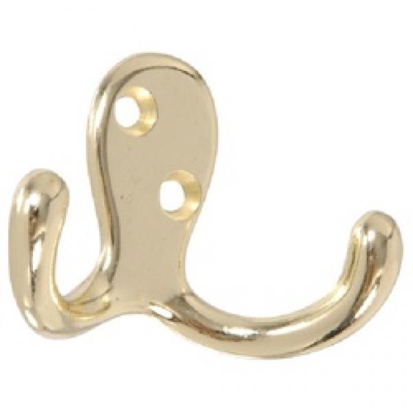 Hardware Essentials 852083 Cloth Hook, 2-Hook, Brass