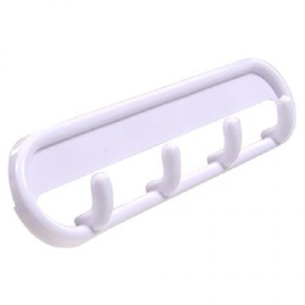 HILLMAN 852100 Key Hook, 4-Hook, Plastic, White