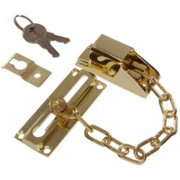 Hardware Essentials 852232 Keyed Locked Door Chain, Brass