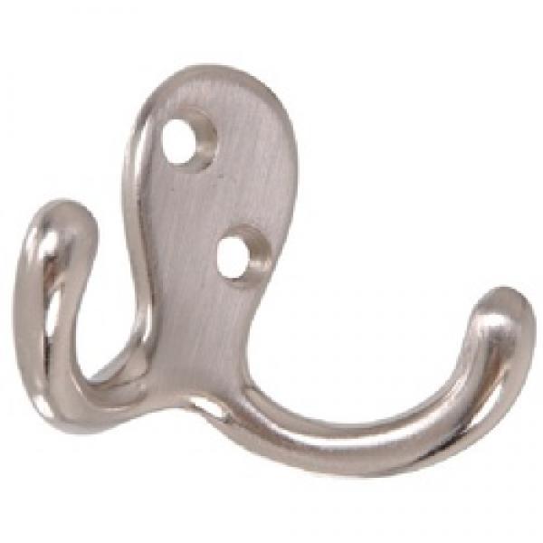 Hardware Essentials 852291 Cloth Hook, 2-Hook, Satin Nickel