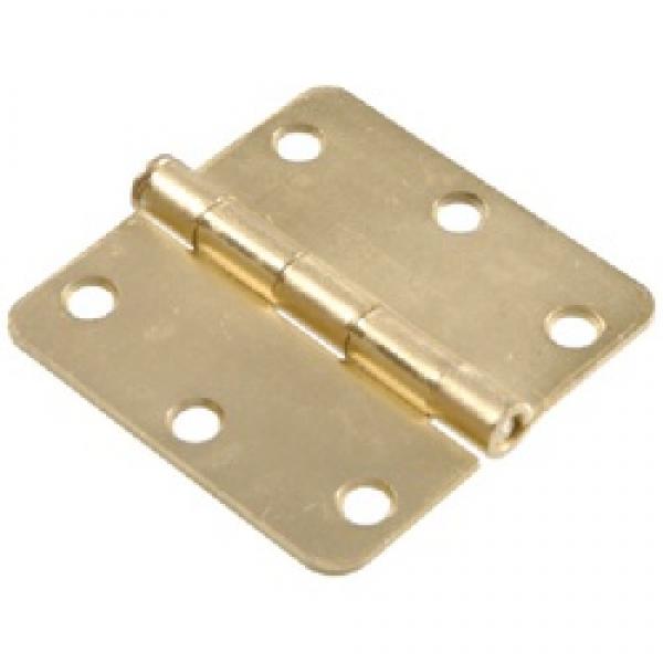 Hardware Essentials 852611 Door Hinge, Steel, Satin Brass, Removable Pin,