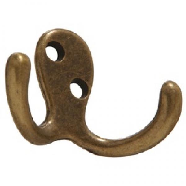 Hardware Essentials 852903 Double Cloth Hook, Antique Brass