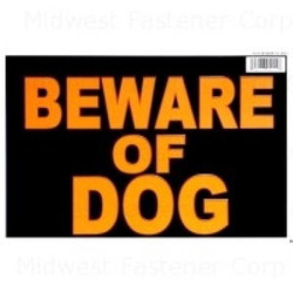 MIDWEST FASTENER 391115 Sign, Beware Of Dog, Flour Legend, Black Background,