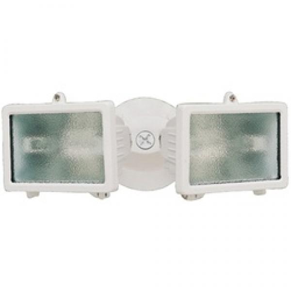 Heath Zenith HZ-5502-WH Twin Security Light, 120 VAC, 2-Lamp, Halogen Lamp,