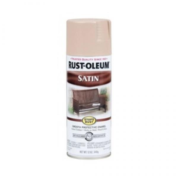 RUST-OLEUM STOPS RUST 276271 Enamel Paint, Low Satin, French Beige, 12 oz,