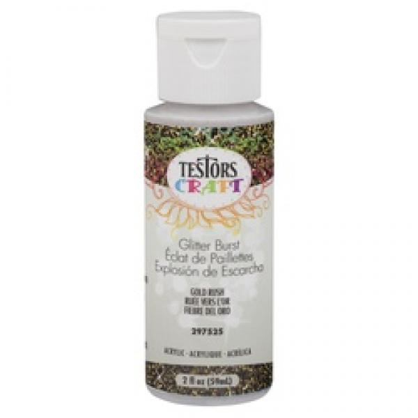TESTORS 297525 Craft Paint, Glitter, Gold Rush, 2 oz, Bottle