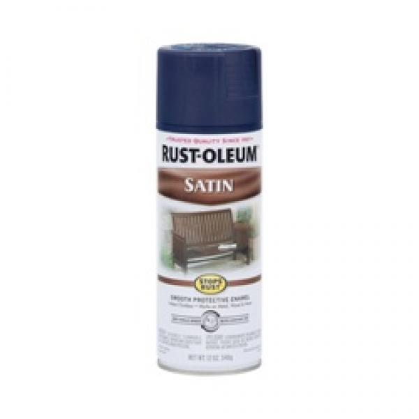 RUST-OLEUM STOPS RUST 300115 Enamel Paint, Low Satin, Classic Navy, 12 oz,
