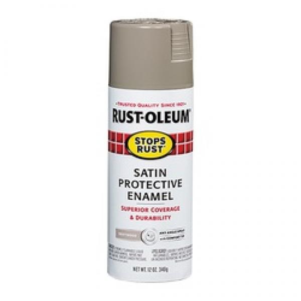 Stops Rust 365143 Protective Enamel Paint, Satin, Driftwood, 12 oz, Aerosol