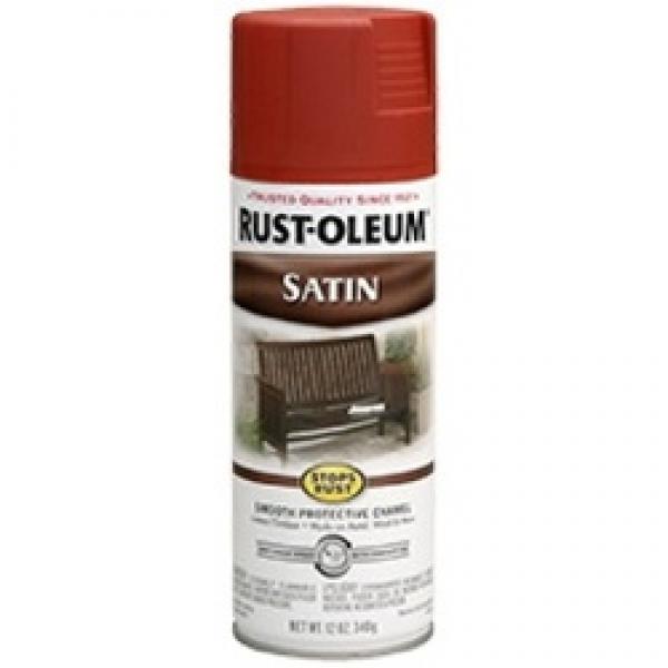 RUST-OLEUM STOPS RUST 7760830 Enamel Spray Paint, Satin, Heritage Red, 12
