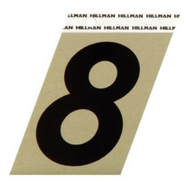 HILLMAN 840568 Number, Character: 8, 3 in H Character, 2-5/8 in W Character,