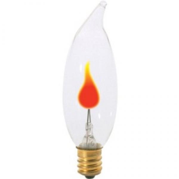 Satco S3756 Incandescent Bulb, 3 W, CA8 Lamp, Candelabra E12 Lamp Base, 2700