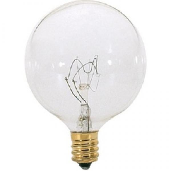 Satco S3771 Incandescent Bulb, 60 W, G16-1/2 Lamp, Candelabra E12 Lamp Base,