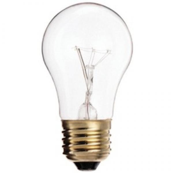 Satco S3948 Incandescent Bulb, 15 W, A15 Lamp, Medium E26 Lamp Base, 100