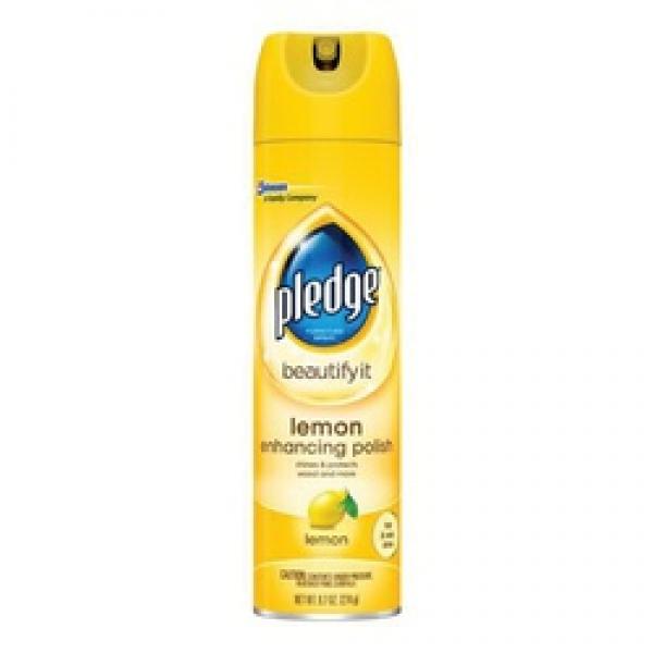 Pledge 697831 Beautify Lemon Enhancing Polish, White, Aerosol, Citrus, 9.7