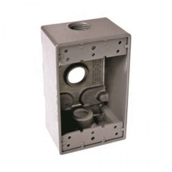 HUBBELL 5324-0 Weatherproof Box, 3 -Outlet, 1 -Gang, Aluminum, Gray,