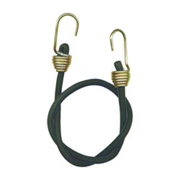 KEEPER 06180 Bungee Cord, 13/32 in Dia, 24 in L, Rubber, Black, Hook End