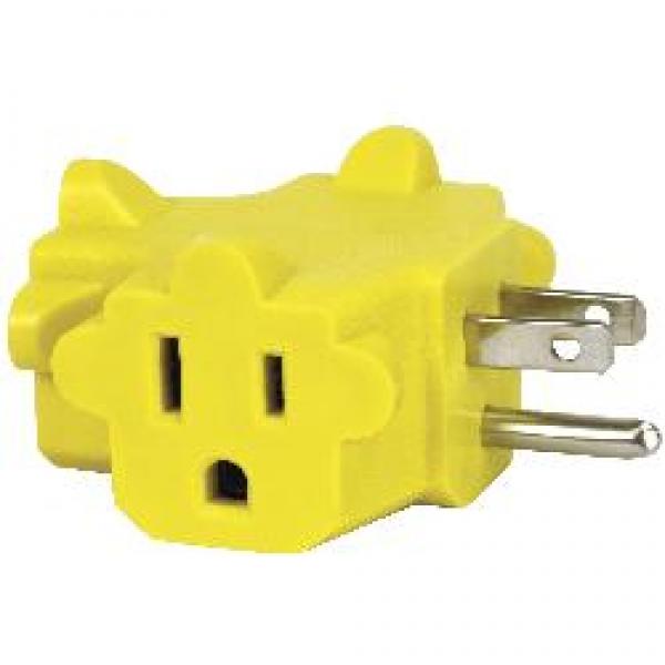 PowerZone ORAD0200 Outlet Tap, 125 V, 3 -Outlet, Yellow