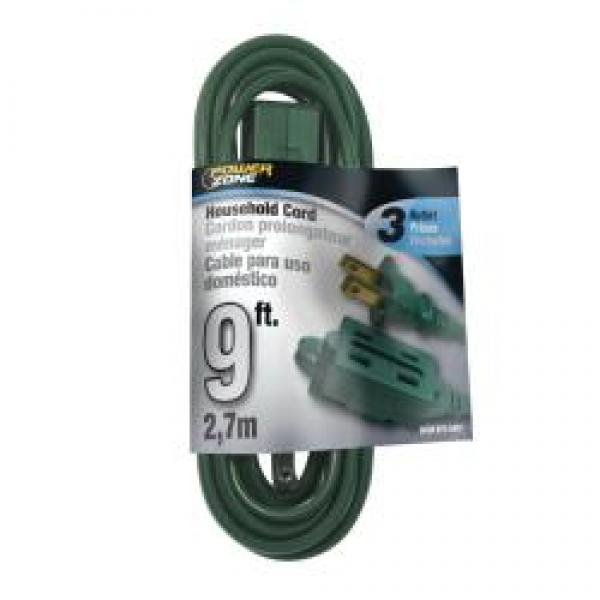 PowerZone Extension Cord, 16 AWG Cable, 9 ft L, 13 A, 125 V, Green