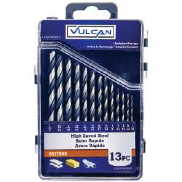 Vulcan 242790OR Plastic Case Drill Bit Set, 13-Piece, High Speed Steel,