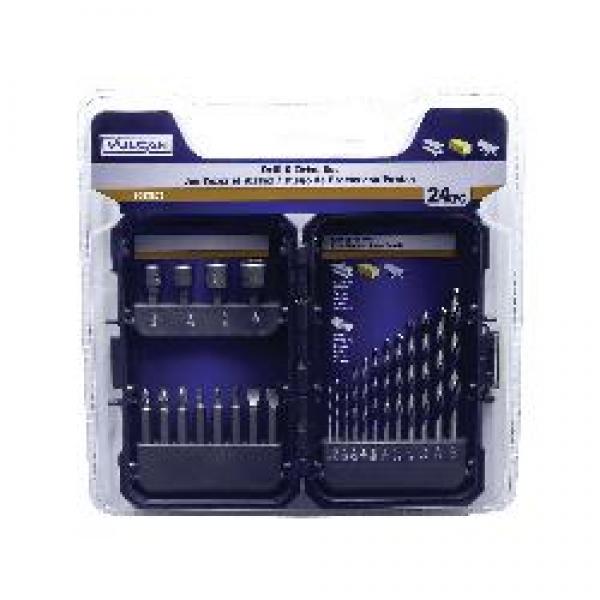 Vulcan 870840OR Drill Bit Set, 24-Piece, S2 Steel, Chrome Molybdenum/Satin