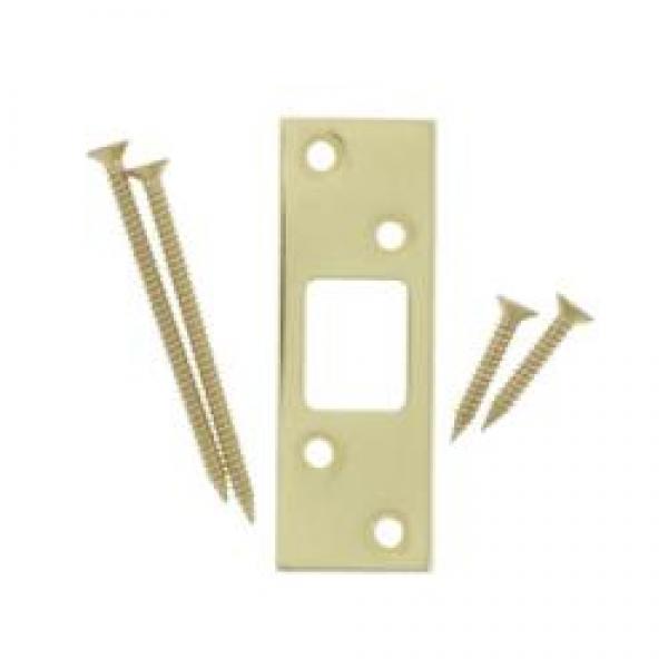 World and Main 58156 Deadbolt Strike Plate, 3-5/8 in L, 1-1/4 in W, Brass