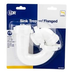 LDR 506 6020 Sink Trap, 1-1/4, 1-1/2 in, Flange x Slip, Polypropylene, White