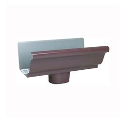 Amerimax 2501019 Gutter End with Drop, 2 in W, Aluminum, Brown, For: 5 in