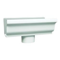 Amerimax 27010 Gutter End with Drop, 2 in W, Aluminum, White, For: 5 in
