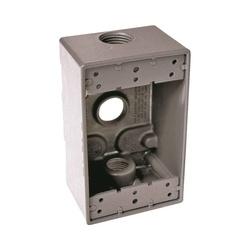 HUBBELL 5324-0 Weatherproof Box, 3 -Outlet, 1 -Gang, Aluminum, Gray,