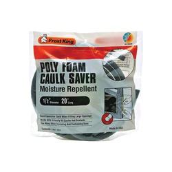 Frost King C22H Caulk Saver, 1/2 in Dia, 20 ft L, Polyfoam, Gray