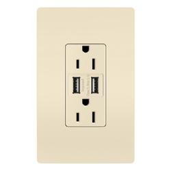 Pass & Seymour radiant TM826USBLACC6 USB Charger with Outlet, 15 A, 125 V, 2