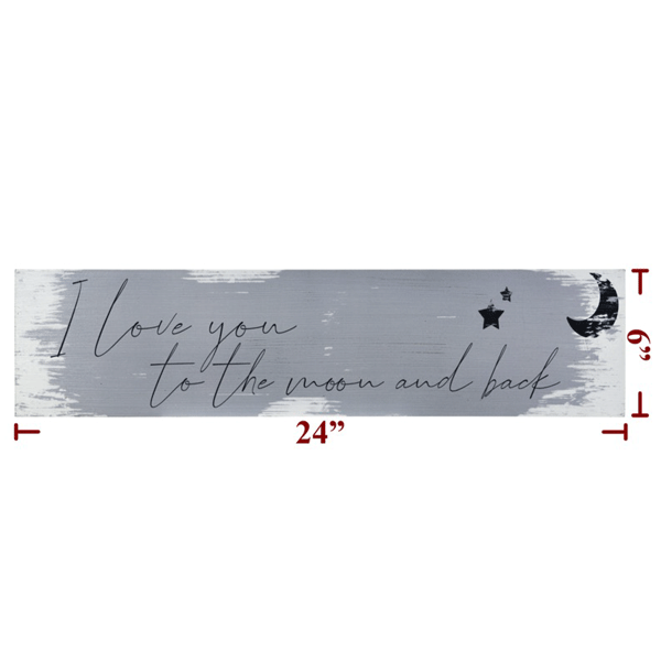24" x 6" "Love You To the Moon & Back" Wood Sign