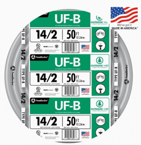 50 ft Underground Feeder Wire 14/2