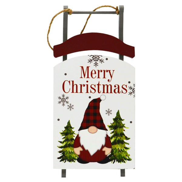 Wooden Christmas Gnome Sleigh Sign