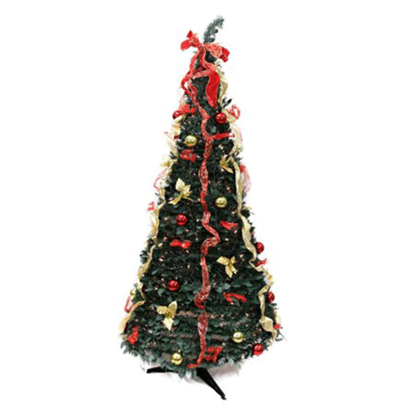 6 ft Red and Gold Decorated Pop Up Artificial Christmas Tree
