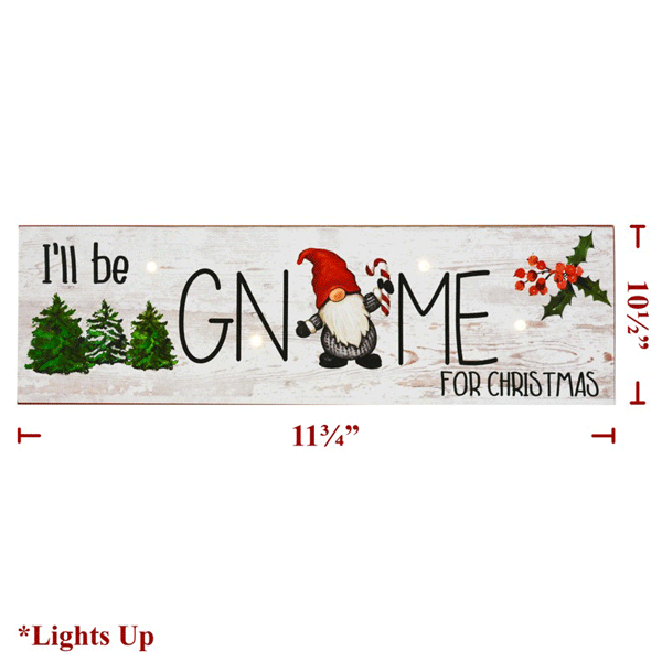 10.5" x 11.75" "I'll be Ghome for Christmas" Light Up Table Sitter/Sign