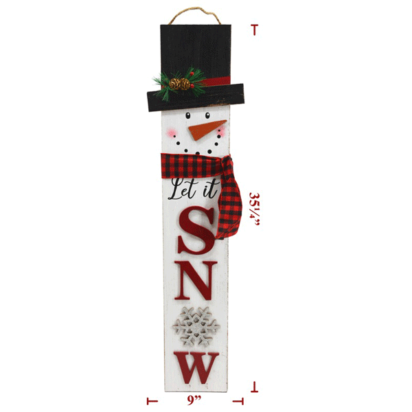 35.75" x 9" "Let It Snow" Snowman Sign