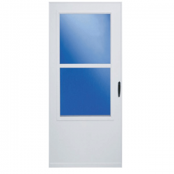 32 in Self-Storing Wood Core Storm Door White 298SS