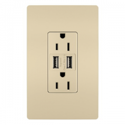 Pass & Seymour radiant TM826USBICC6 USB Charger with Outlet, 15 A, 125 V, 2