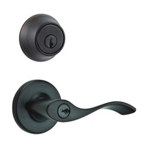 Kwikset 690BL-11P CP Deadbolt and Entry Lockset, 3 Grade, Venetian Bronze,