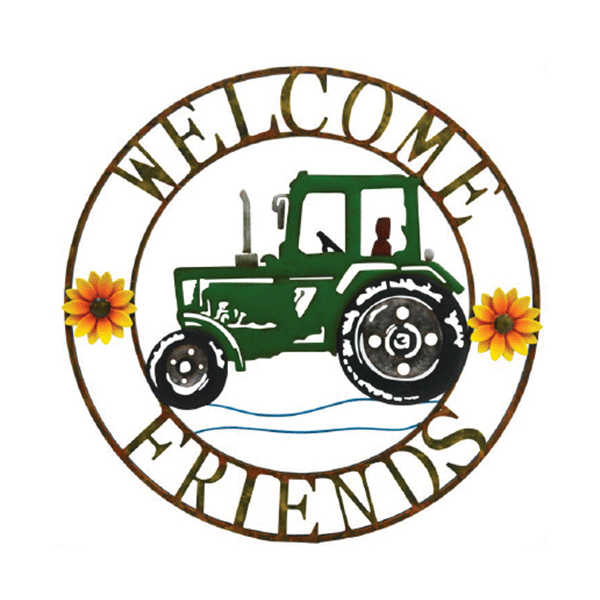 28" Metal Welcome Tractor Sign