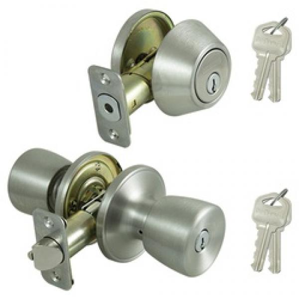 ProSource Deadbolt and Entry Lockset, 3 Grade, Tulip Handle, Keyed Alike