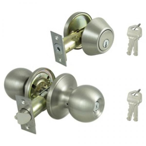 ProSource Deadbolt and Entry Lockset, 3 Grade, Saturn Handle, Keyed Alike