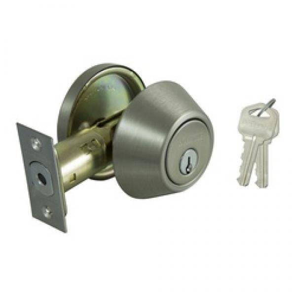 ProSource Deadbolt, 3 Grade, Satin Nickel, 2-3/8 to 2-3/4 in Backset, KW1