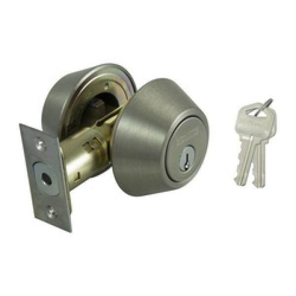 ProSource Deadbolt, 3 Grade, Satin Nickel, 2-3/8 to 2-3/4 in Backset, KW1