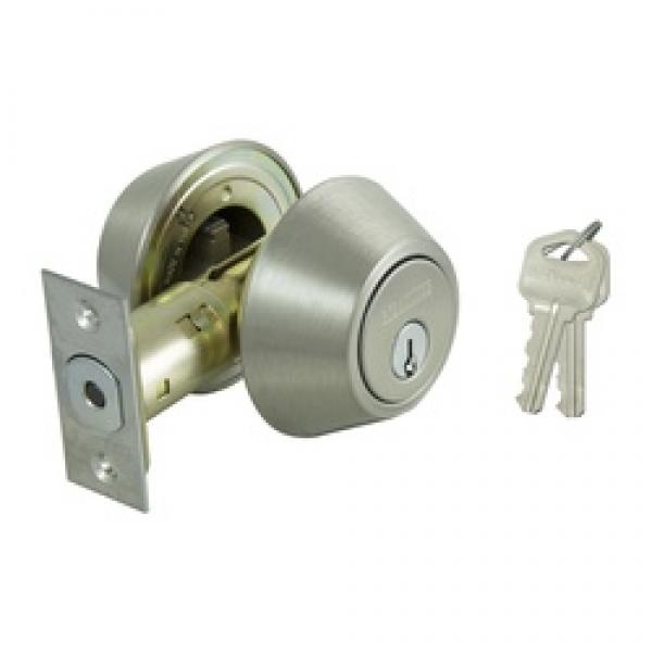 ProSource Deadbolt, 3 Grade, Stainless Steel, 2-3/8 to 2-3/4 in Backset, KW1